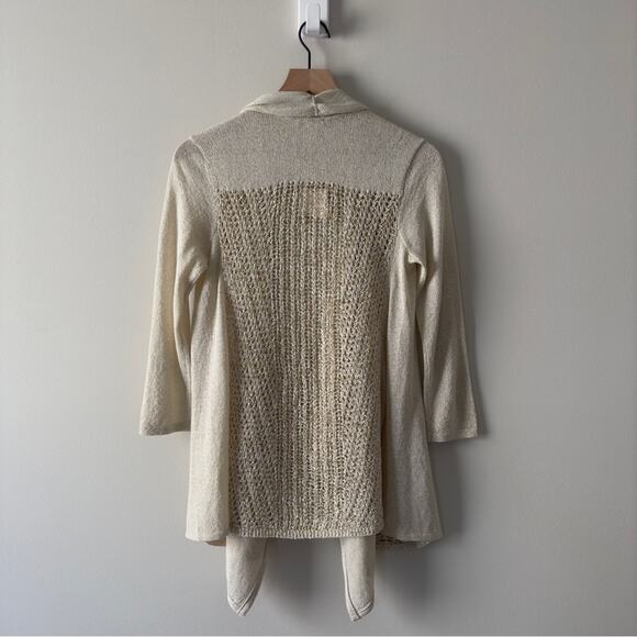 Cache metallic 3/4 sleeve open front cardigan knit sparkly fall winter autumn M - Picture 2 of 12